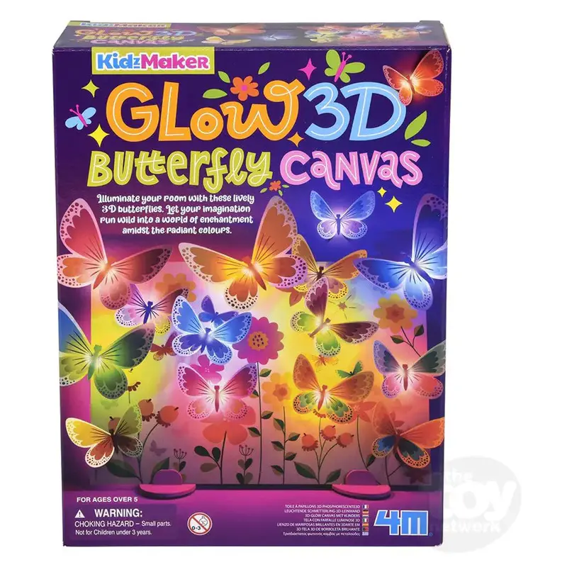 4M Glow-In-The-Dark 3D Butterfly Canvas Art Kit For Kids 1