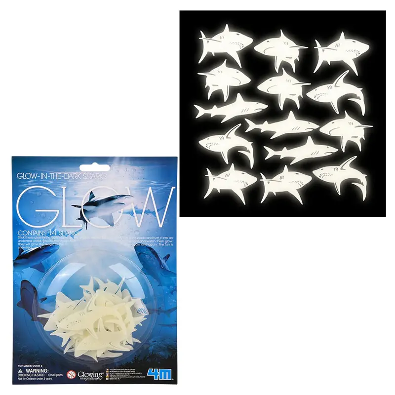4M Glow-In-The-Dark Sharks Figure Set – 14-Piece Bioluminescent Marine Collection 1