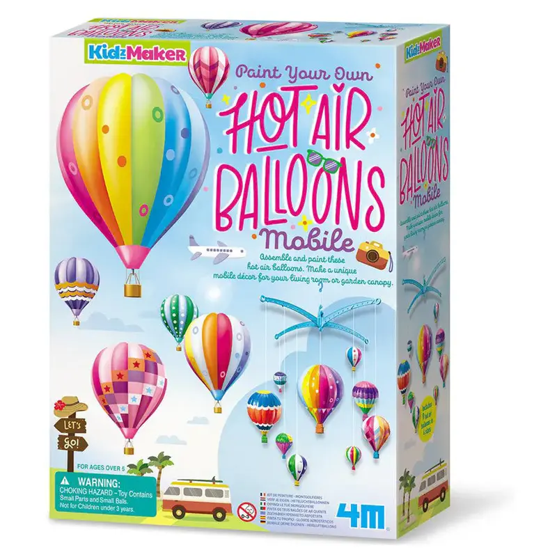 4M Kidzmaker Hot Air Balloons Mobile Art Set – Hanging Sculpture Craft With Wind-Powered Movement 1