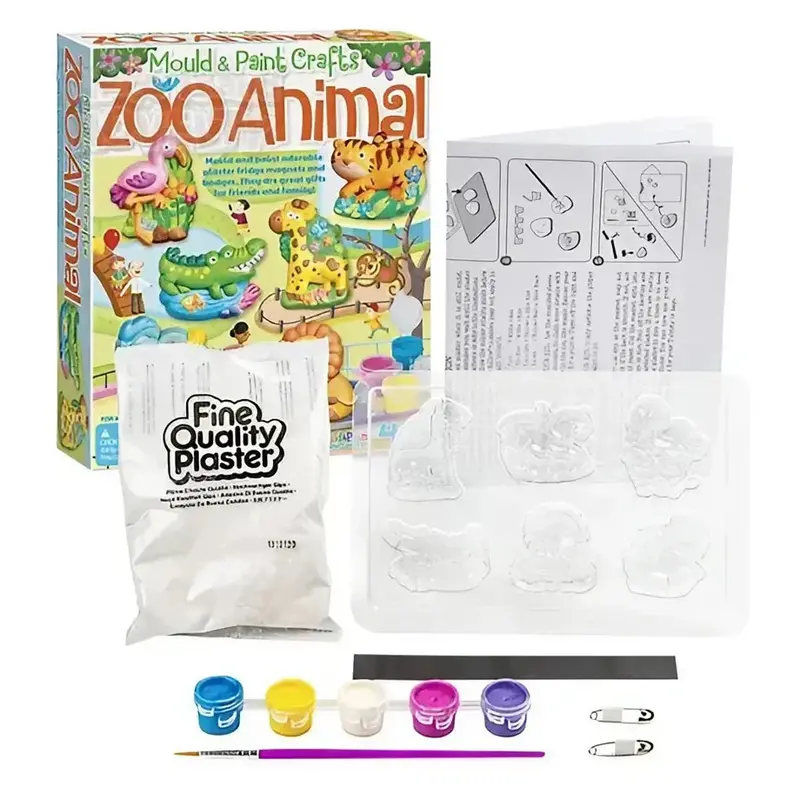 4M Mould & Paint Zoo Animal Craft Kit – 6-Piece Creative Sculpting & Art Set 1