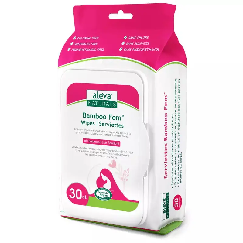 Aleva Naturals Bamboo Feminine Wipes – 30 Count Gentle & Biodegradable 1