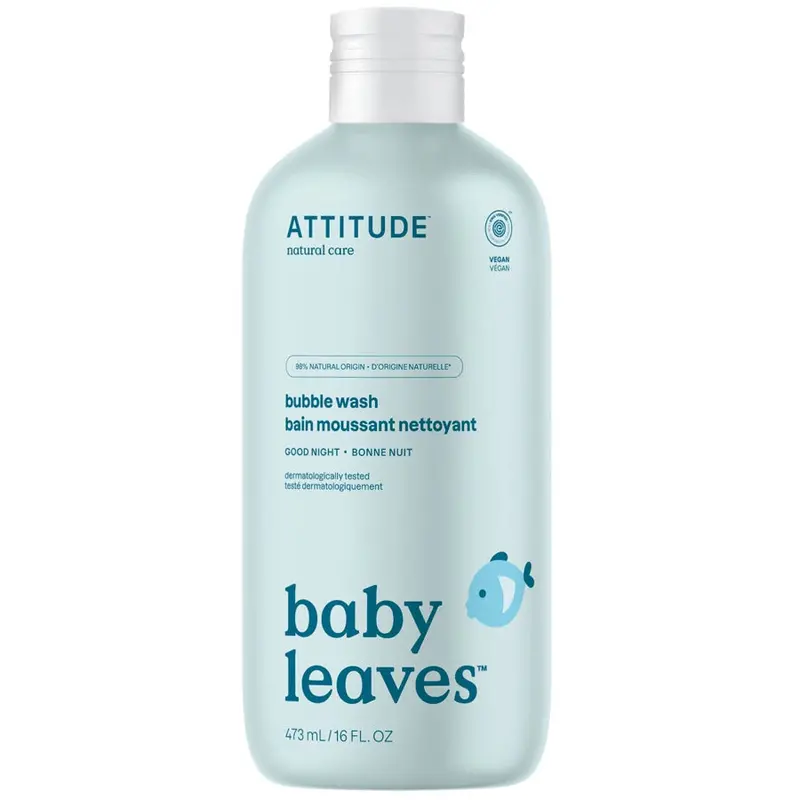 Attitude Baby Leaves Bubble Bath With Almond Milk Scent – Calming Nighttime Formula, 473 Ml 1