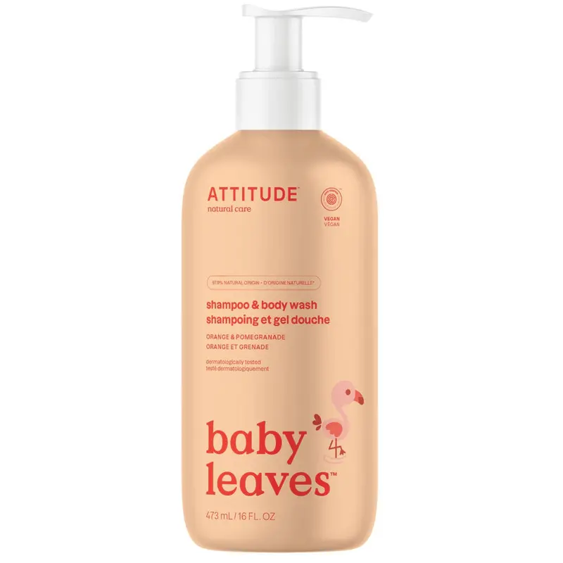 Attitude Baby Leaves Orange & Pomegranate 2-In-1 Shampoo & Body Wash – Brightening Cleanser, 473 Ml 1