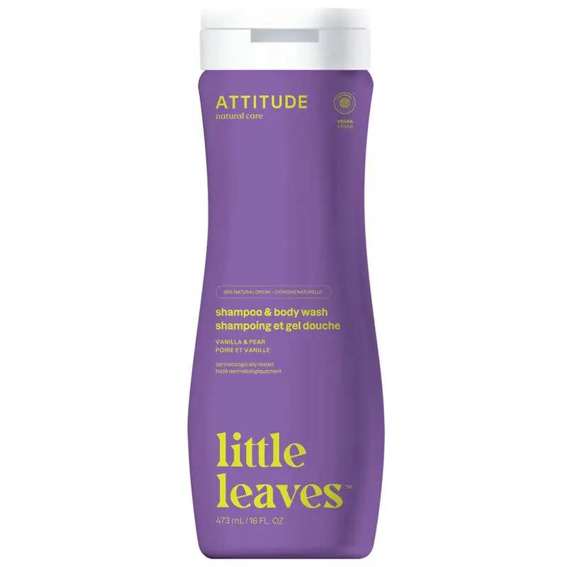 Attitude Little Leaves Vanilla & Pear 2-In-1 Shampoo & Body Wash – Mild & Fragrant Formula, 473 Ml 1