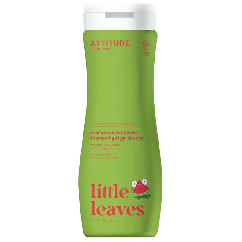 Attitude Little Leaves Watermelon & Coconut 2-In-1 Shampoo & Body Wash – Gentle Daily Cleanse, 473 Ml 1