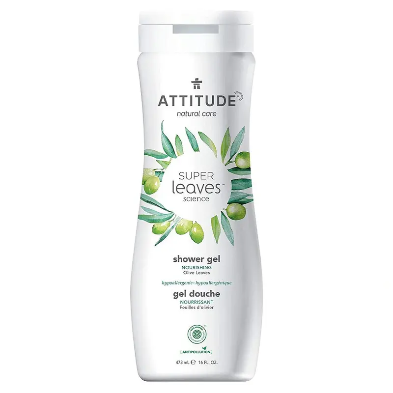 Attitude Super Leaves Olive Leaf Shower Gel – Gentle Exfoliation & Hydration, 473 Ml 1