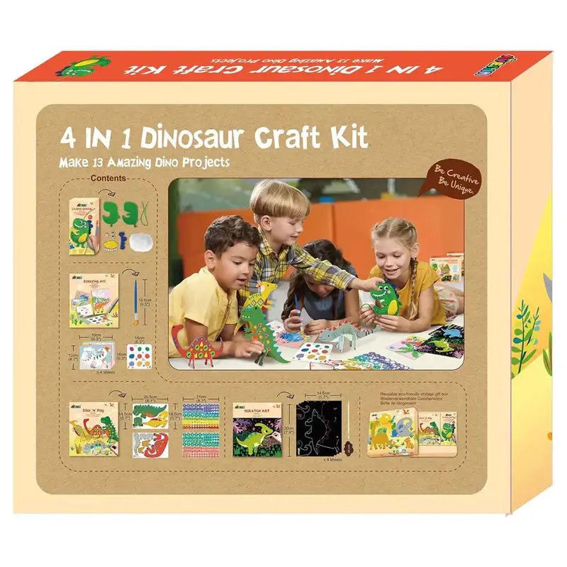 Avenir Dinosaur-Themed 4-In-1 Craft Kit (260-Piece Set) 1