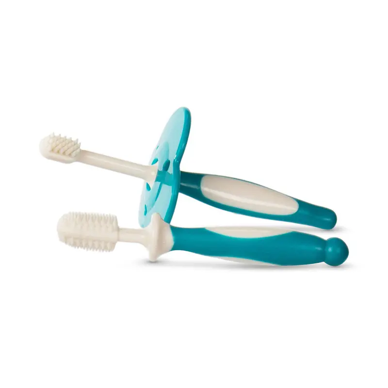 Baboo Infant Silicone Toothbrush Set – Gentle 6-Month-Old Dental Care In Lagoon Fiesta Colors 1