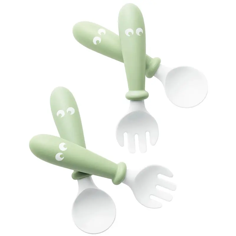 Babybjörn 4-Piece Spoon And Fork Set In Powder Green 1