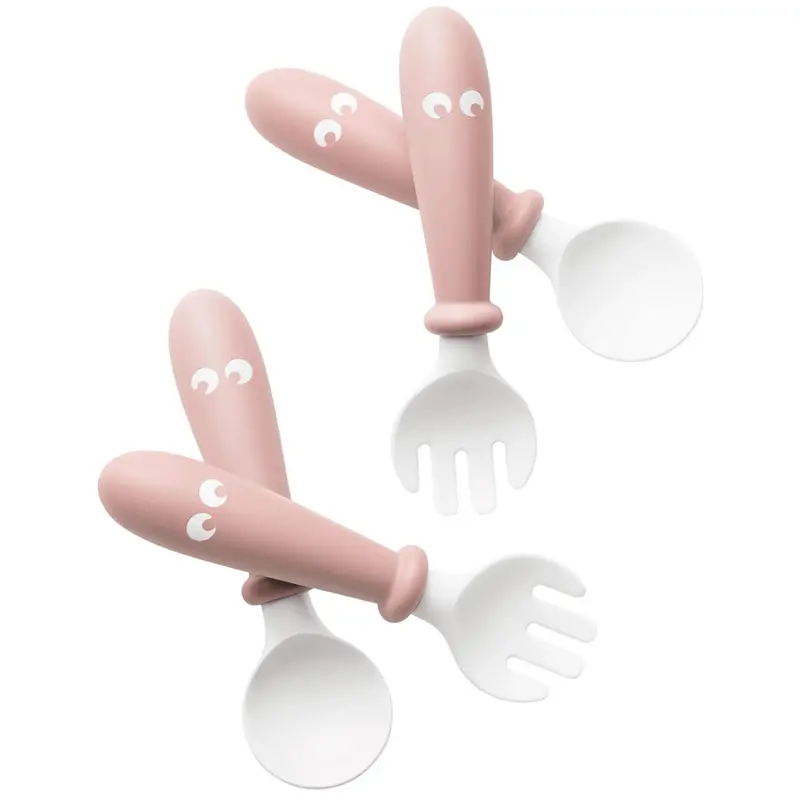 Babybjörn 4-Piece Spoon And Fork Set In Powder Pink 1