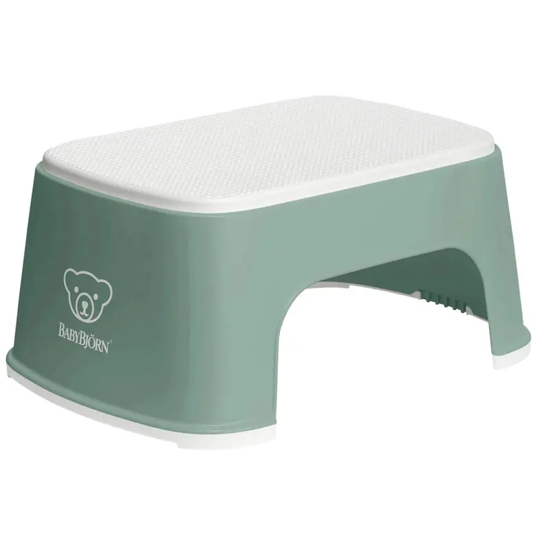 Babybjörn Adjustable Step Stool In Deep Green & White 1