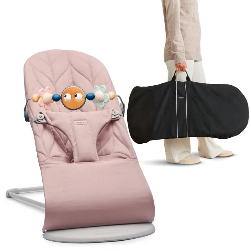 Babybjörn Bouncer Bliss In Dusty Pink Cotton With Petal Quilt, Carry Bag & Hanging Toy 1