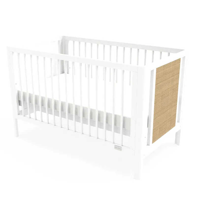 Babyhood Aliya Cot – Two-Tone White And Natural Wood Finish 1