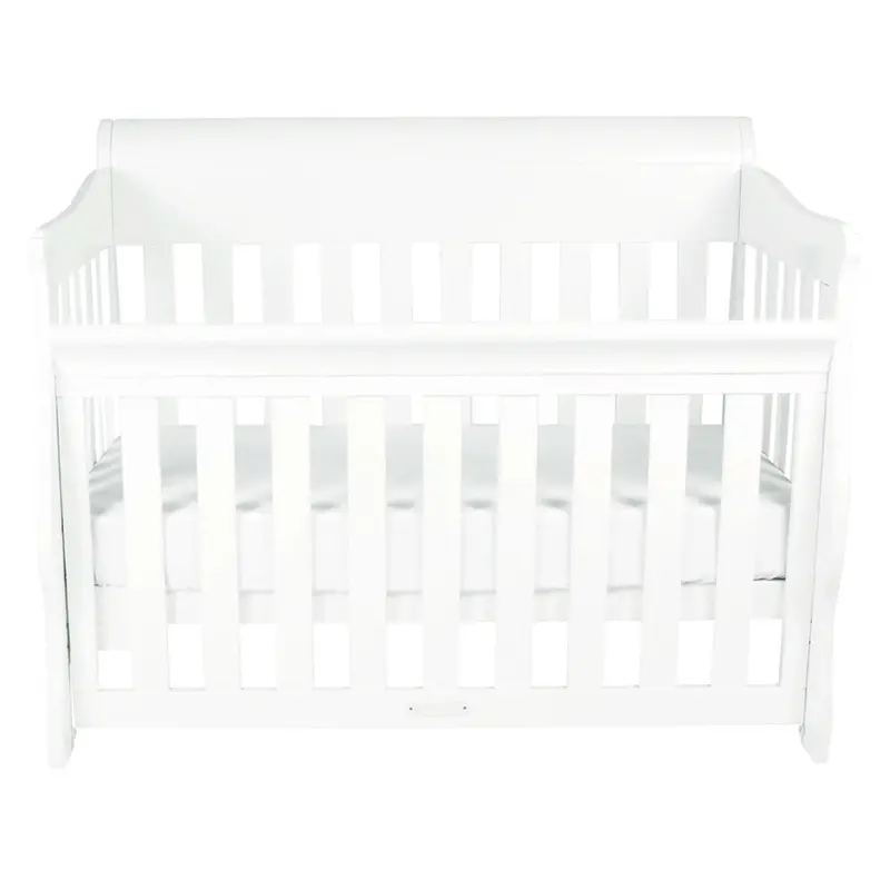 Babyhood Amani Sleigh Cot – Curved White Wooden Design 1