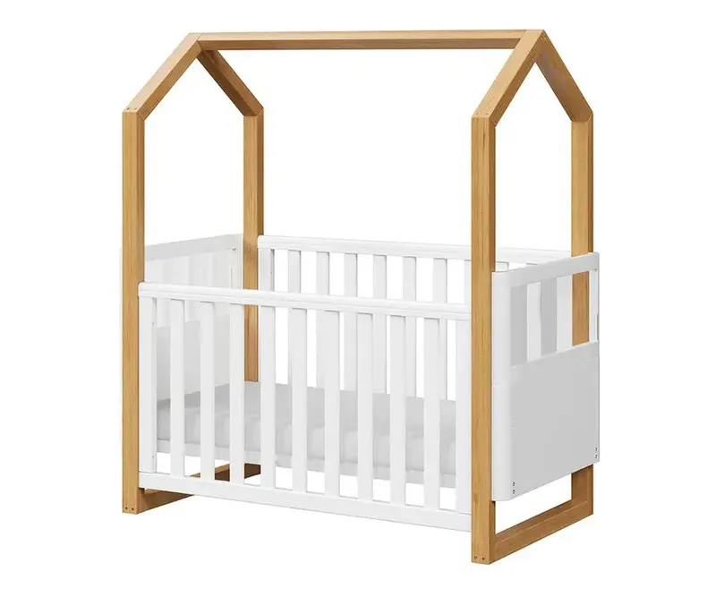 Babyhood Kaylula Mila Modern Cot – Beech Frame With White Accents 1