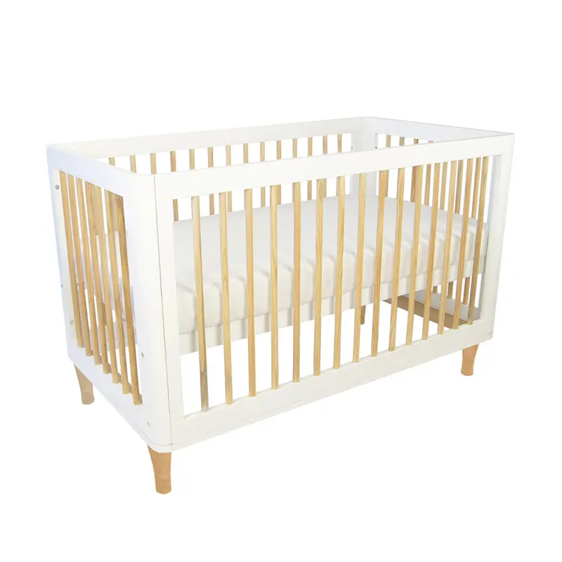 Babyhood Riya Cot – Elegant White And Beech Wood Combination 1