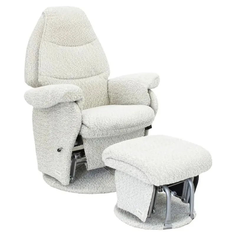 Babyhood Vogue Feeding Glider Chair And Matching Ottoman In Cream Bouclé Fabric 1