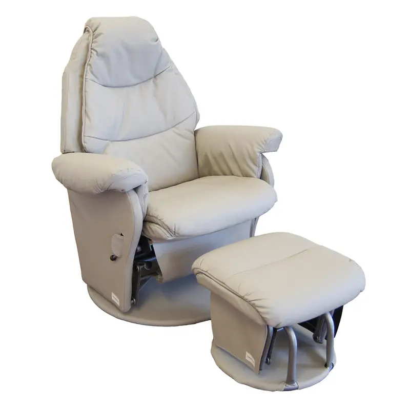 Babyhood Vogue Feeding Glider & Ottoman Set In Steel Grey Textured Fabric 1
