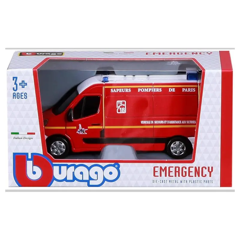 Bburago Renault Master Commercial Vehicle Model – 1:50 Scale, Red/Yellow 1