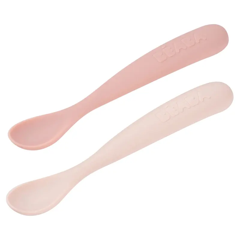 Beaba First Age Silicone Spoon Twin Pack With Carry Case – Cotton Candy 1
