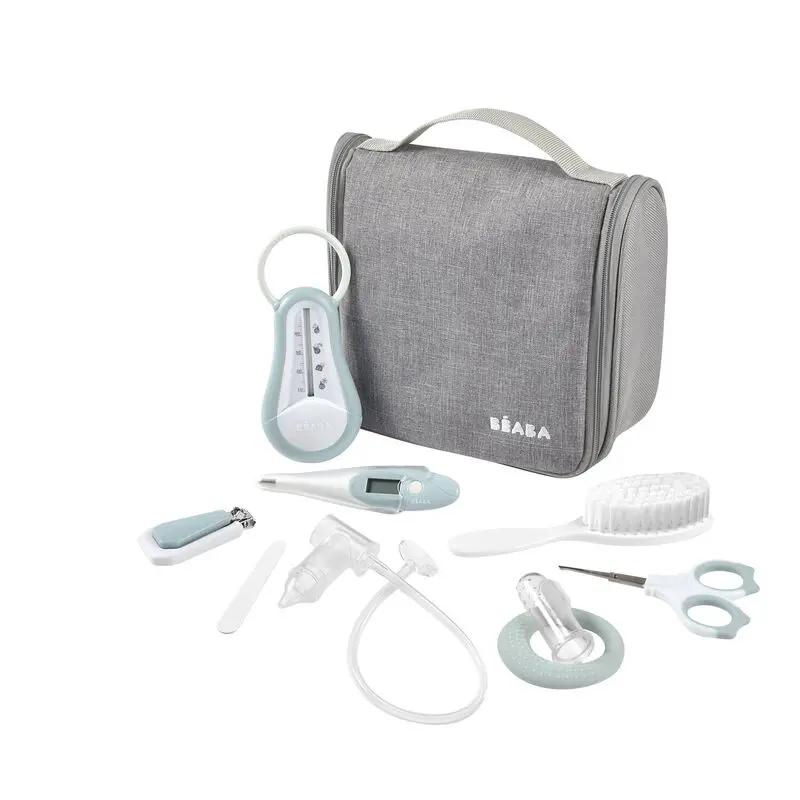 Beaba Hanging Toiletry Bag With 9 Travel Accessories – Green & Blue 1