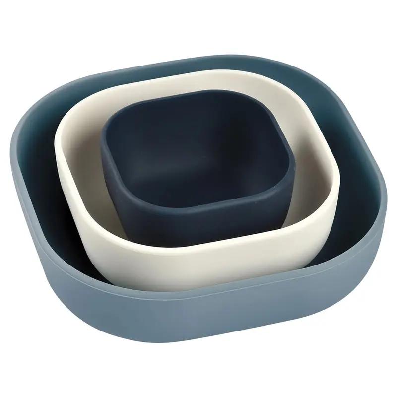 Beaba Night Blue & Baltic Blue Silicone Nesting Bowls (3-Piece) 1