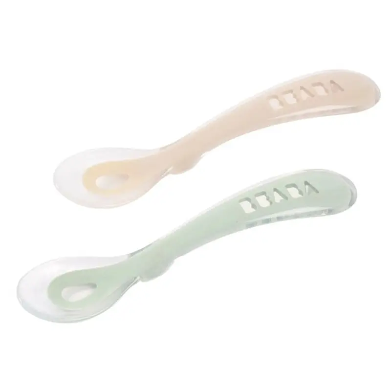 Beaba Second Age Silicone Spoons With Travel Case – Misty Green 1