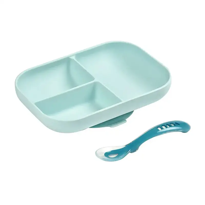 Beaba Suction Divided Feeding Plate – Blue Silicone 1