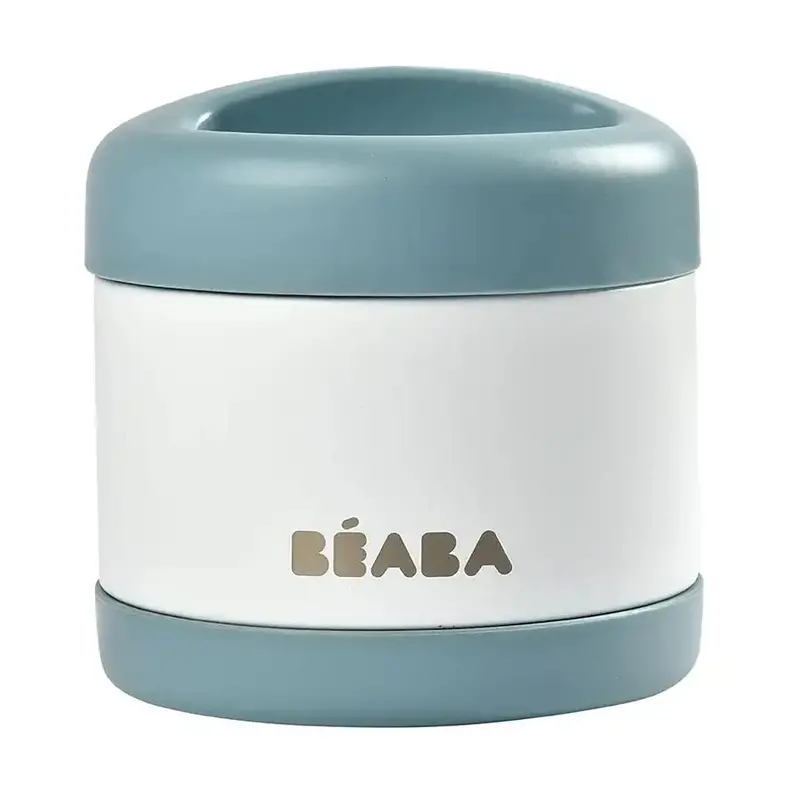 Beaba Thermo-Portion Insulated Food Jar – 500Ml, Baltic Blue & White 1