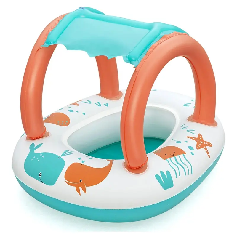 Bestway Comfort Plush Shaded Baby Boat – 84Cm X 67Cm Canopied Infant Pool Float 1