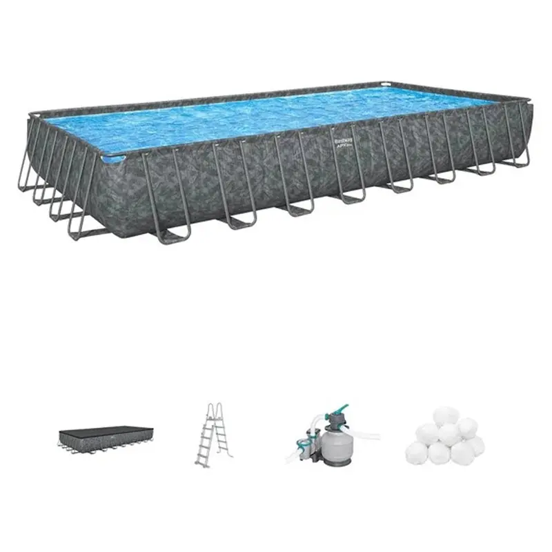 Bestway Large Rectangular Pool Set – 9.56 M X 4.88 M X 1.32 M Backyard Oasis 1