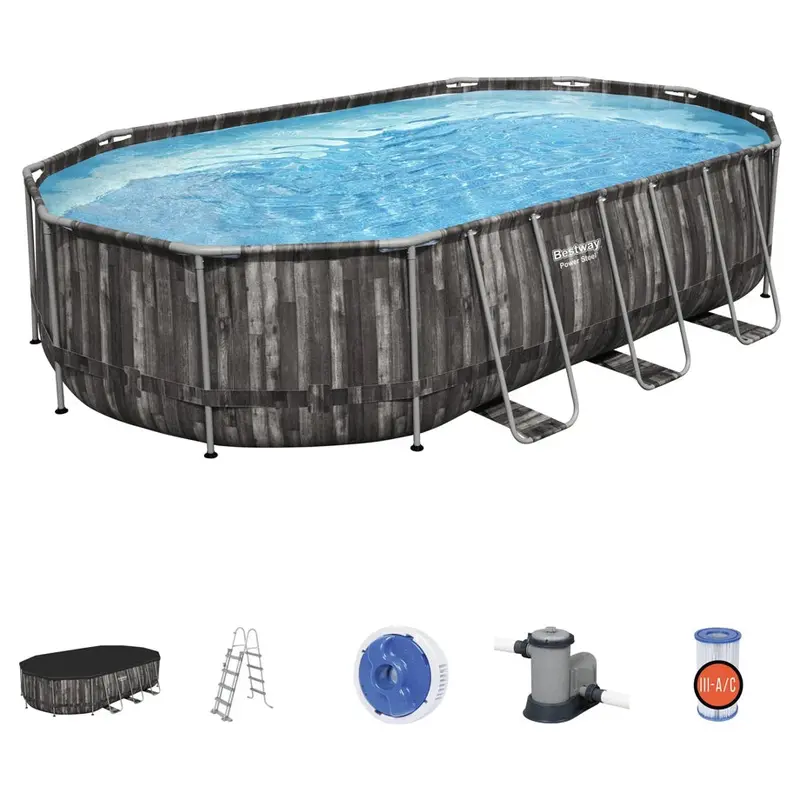 Bestway Oval Above-Ground Pool Kit (6.10 M × 3.66 M × 1.22 M) 1