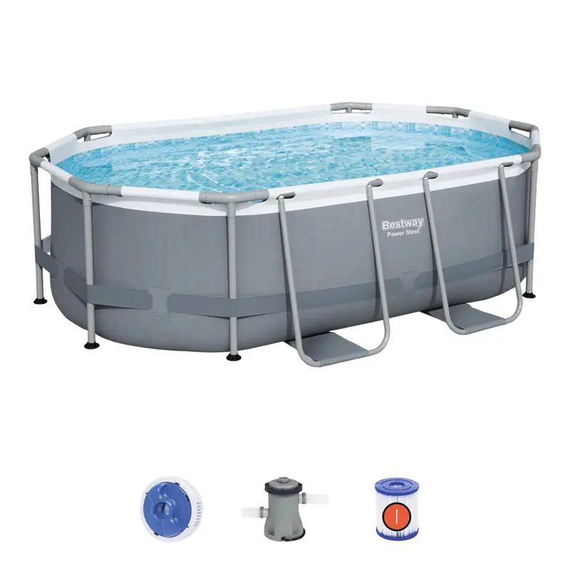 Bestway Oval Above-Ground Pool Set – 10 Ft × 6 Ft 7 In × 33 In (3.05 M × 2.00 M × 84 Cm) 1