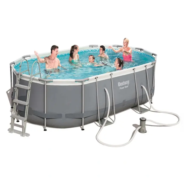 Bestway Power Steel Oval Metal Frame Pool (4.88 M × 3.05 M × 1.07 M) 1