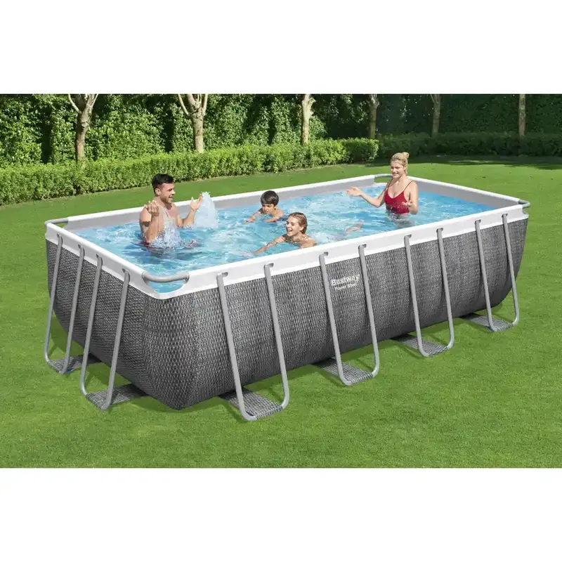 Bestway Power Steel Rectangular Pool – 16 Ft X 8 Ft X 48 In (4.88 M X 2.44 M X 1.22 M) 1