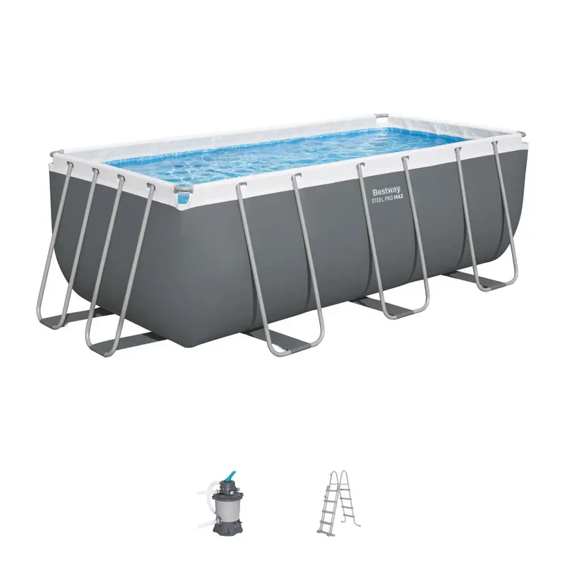 Bestway Power Steel Rectangular Pool Kit – 13 Ft 6 In × 6 Ft 7 In × 48 In (4.12 M × 2.01 M × 1.22 M) 1
