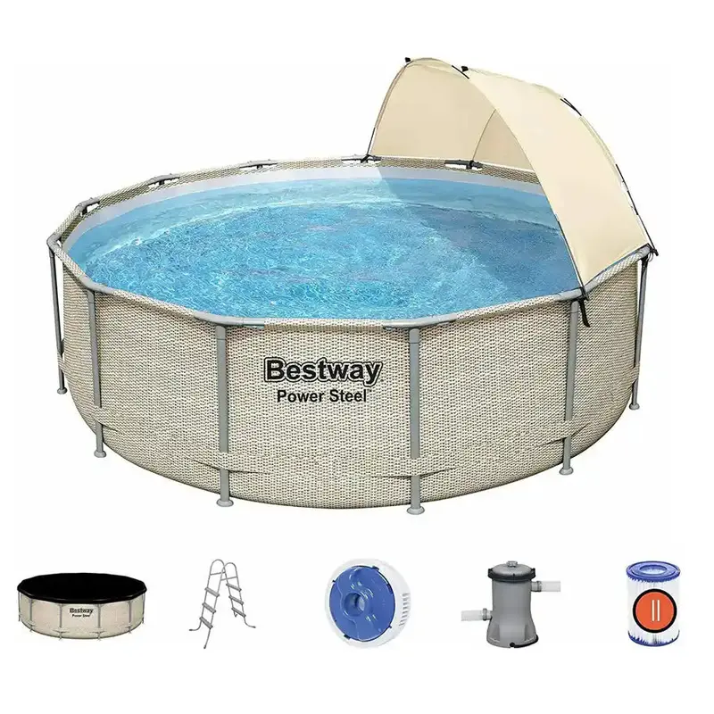 Bestway Power Steel Round Pool Kit – 13 Ft × 42 In (3.96 M × 1.07 M) 1