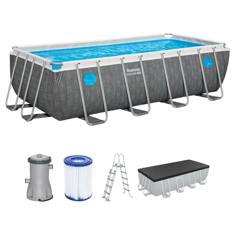 Bestway Splashview Rectangular Above-Ground Pool Set – 4.88 M X 2.44 M X 1.22 M 1