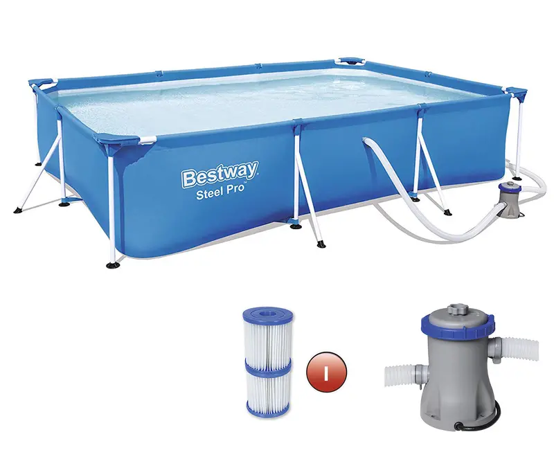 Bestway Steel Pro Compact Rectangular Pool – 9.8 Ft X 6.6 Ft X 26 In (3.00 M X 2.01 M X 66 Cm) 1