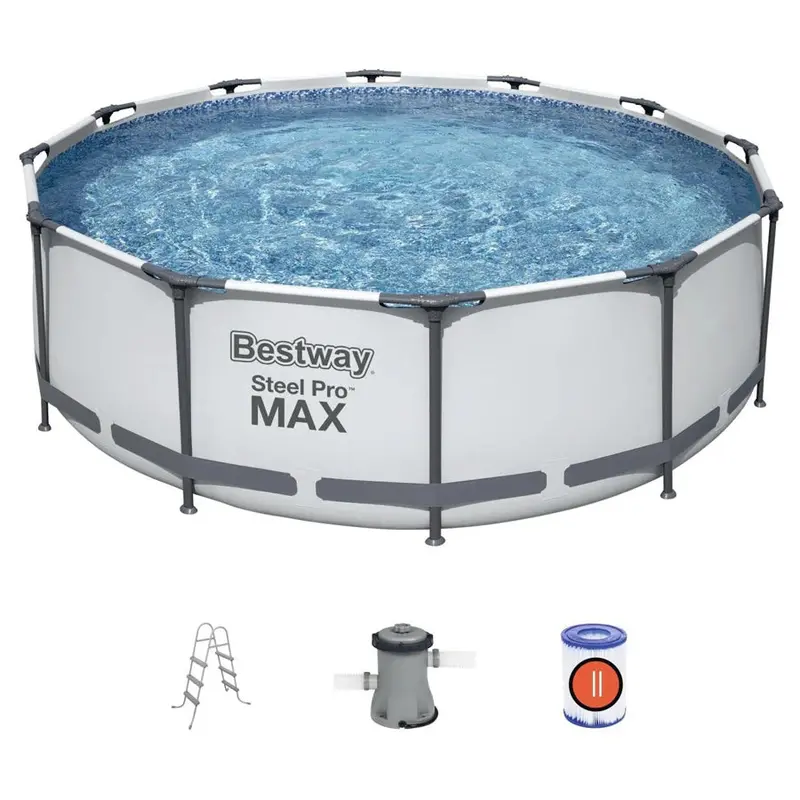 Bestway Steel Pro Max Round Above-Ground Pool – 12 Ft Diameter × 39.5 In Depth (3.66 M × 1.00 M) 1