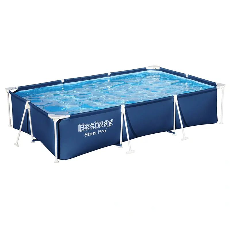 Bestway Steel Pro Rectangular Pool Set – 9 Ft 10 In × 6 Ft 7 In × 26 In (3.00 M × 2.01 M × 66 Cm) 1