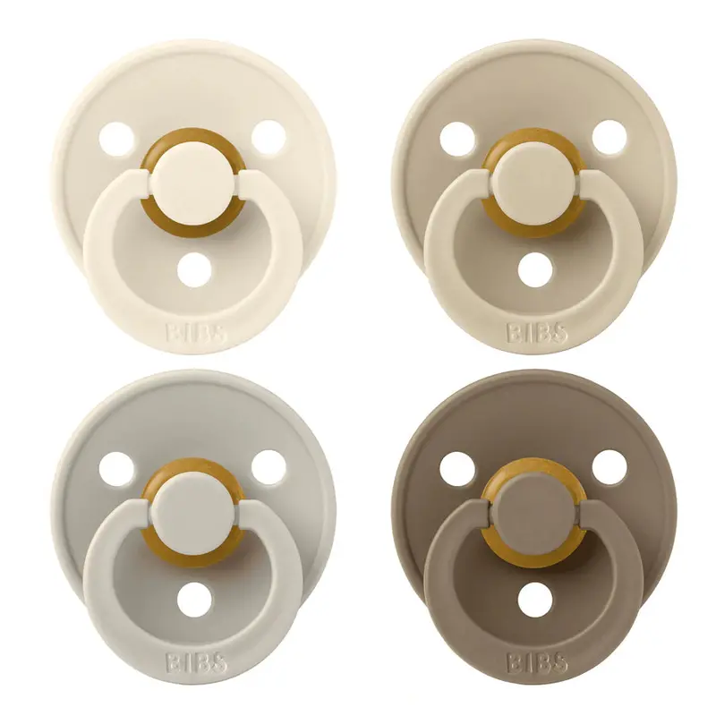 Bibs Latex Pacifiers – 4-Pack, Size 1 (Ivory/Sand/Vanilla/Dark Oak) 1