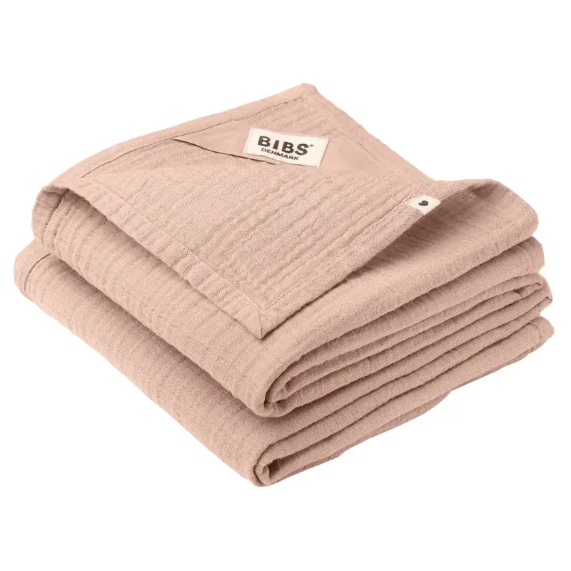 Bibs Organic Cotton Muslin Cloths – 2-Pack, 70×70 Cm, Blush Tone 1