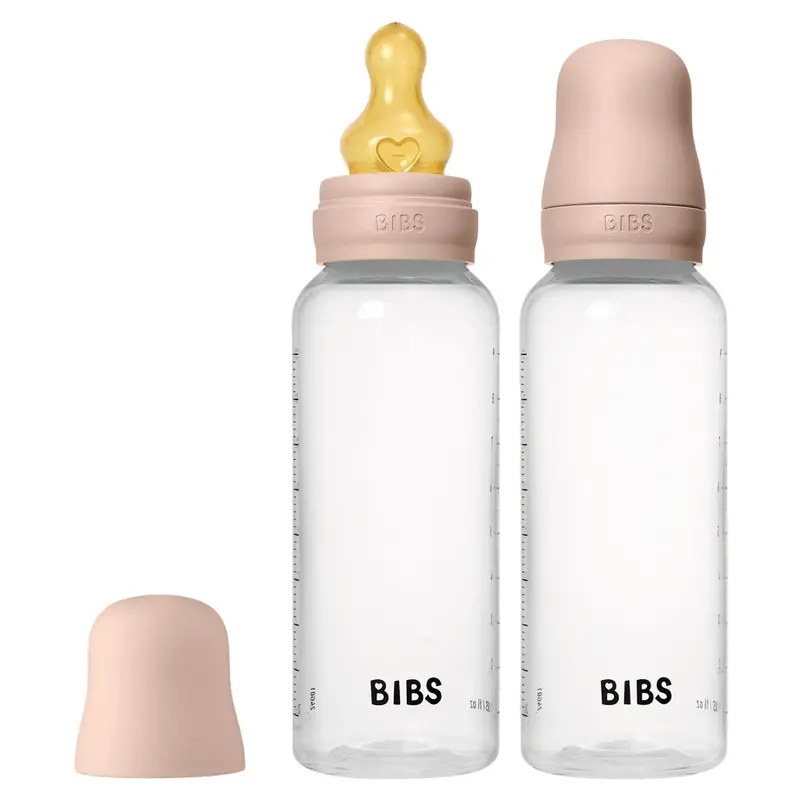 Bibs Round Latex Baby Bottle Set – 270Ml Medium Flow, Blush Tone (2-Pack) 1