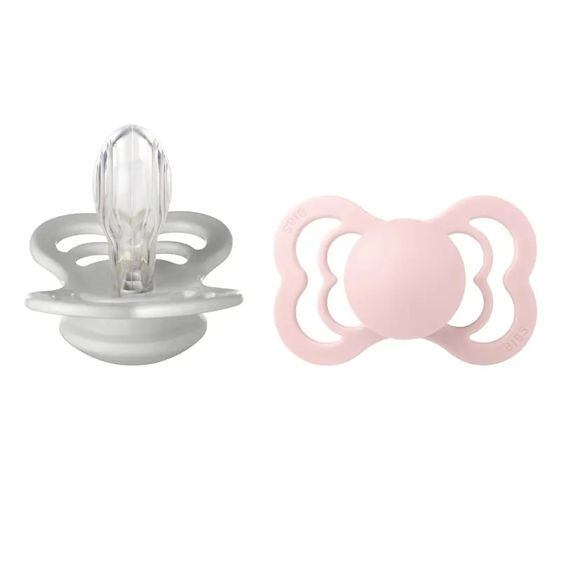 Bibs Supreme Silicone Pacifier Duo – Two-Color Pack (Haze & Blossom) 1
