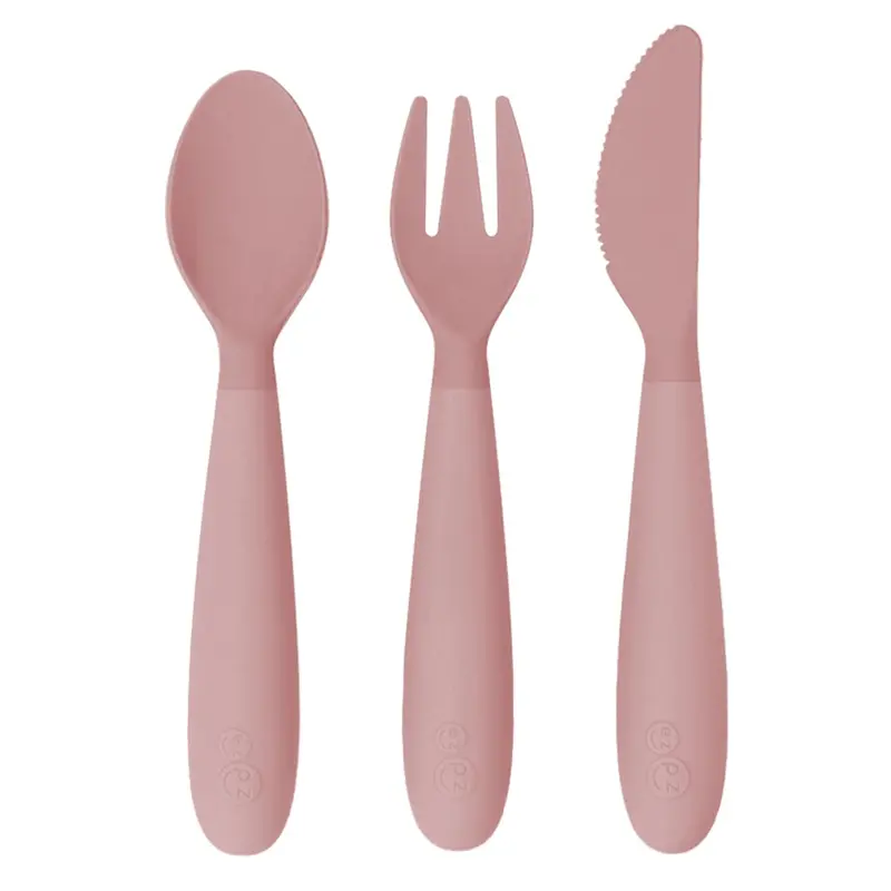 Blush Pink Ezpz Happy Utensils For Toddlers 1