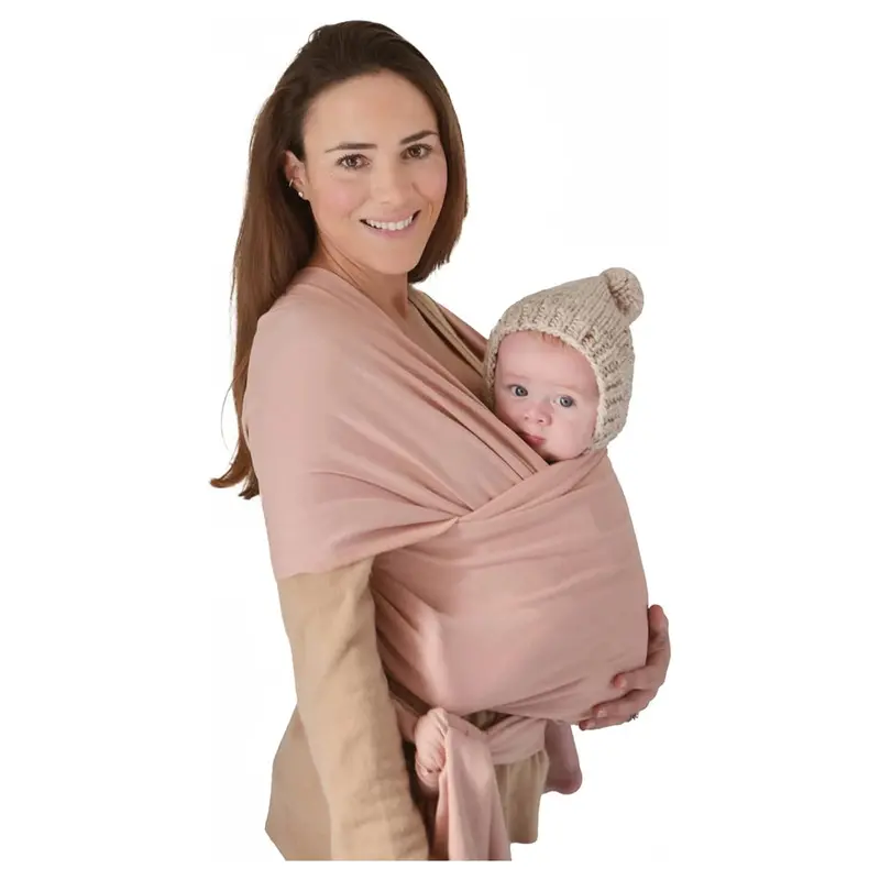Blush-Tinted Stretchy Baby Wrap Carrier – Mushie 1