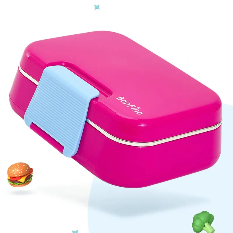 Bonfino 1150Ml Lunch Box With Spoon & Fork – Pink & Blue 1