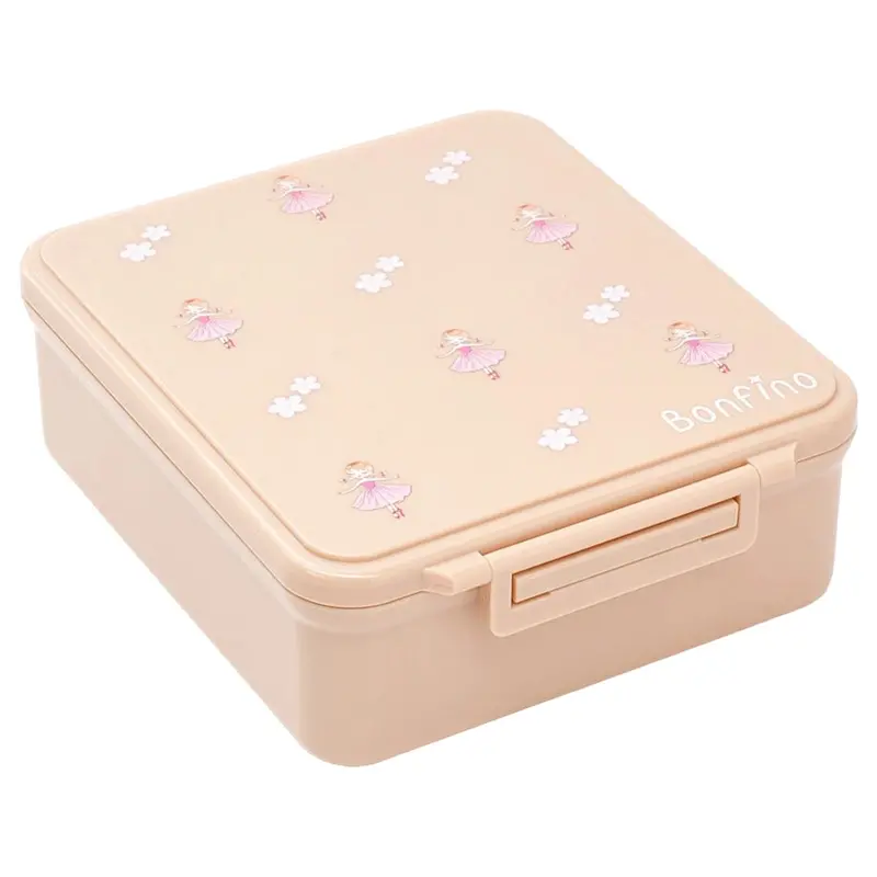 Bonfino Ballerina-Themed Tritan Bento Box – Food-Safe 1.87L Lunch Set With Jar, Brown 1