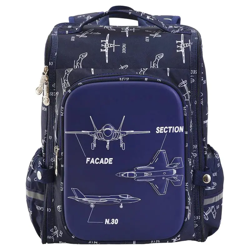 Bonfino Blue 16-Inch Airplane-Themed School Bag For Children 1